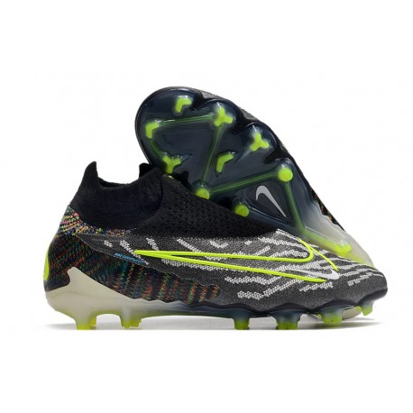 Nike Gripknit Phantom GX Elite DF FG Link - Svart Neon Vit Blå