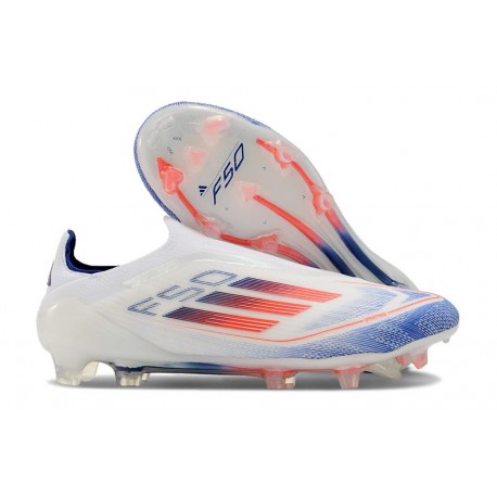 adidas F50 Elite Laceless FG Vit Blå Röd