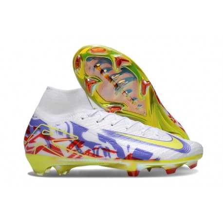 Nike Air Zoom Mercurial Superfly X Elite FG Vit Gul Lila