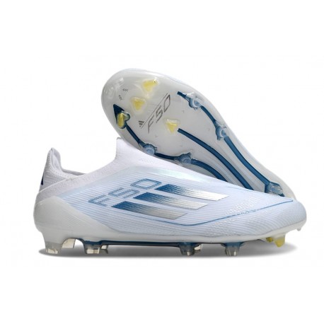 adidas F50 Elite Laceless FG Vit Blå