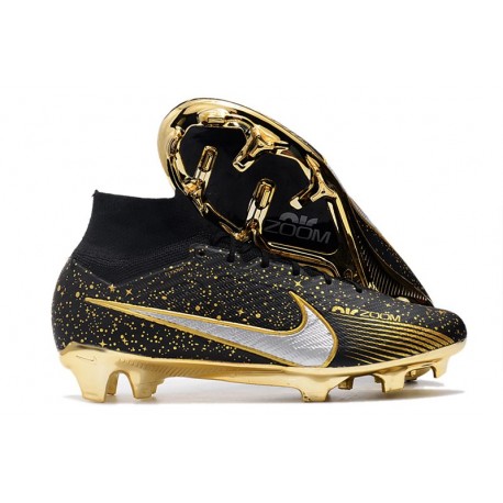 Nike Zoom Mercurial Superfly IX Elite FG Svart Guld Silver